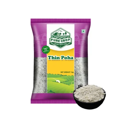 PureCrop-Thin-Poha A scattering of small, paper-thin, white flakes of Pure Crop Thin Poha.